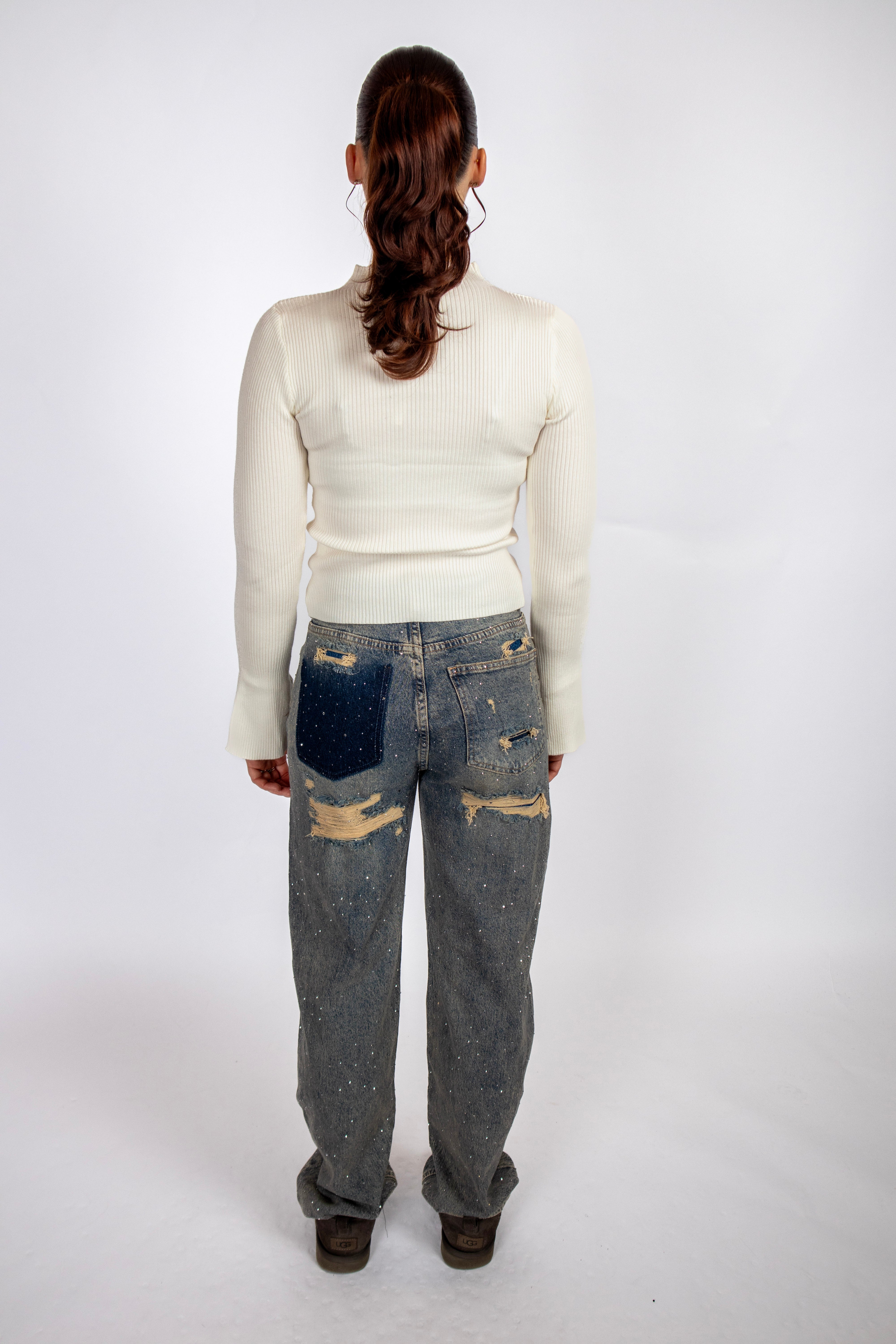 Diamond Ribbed Top White