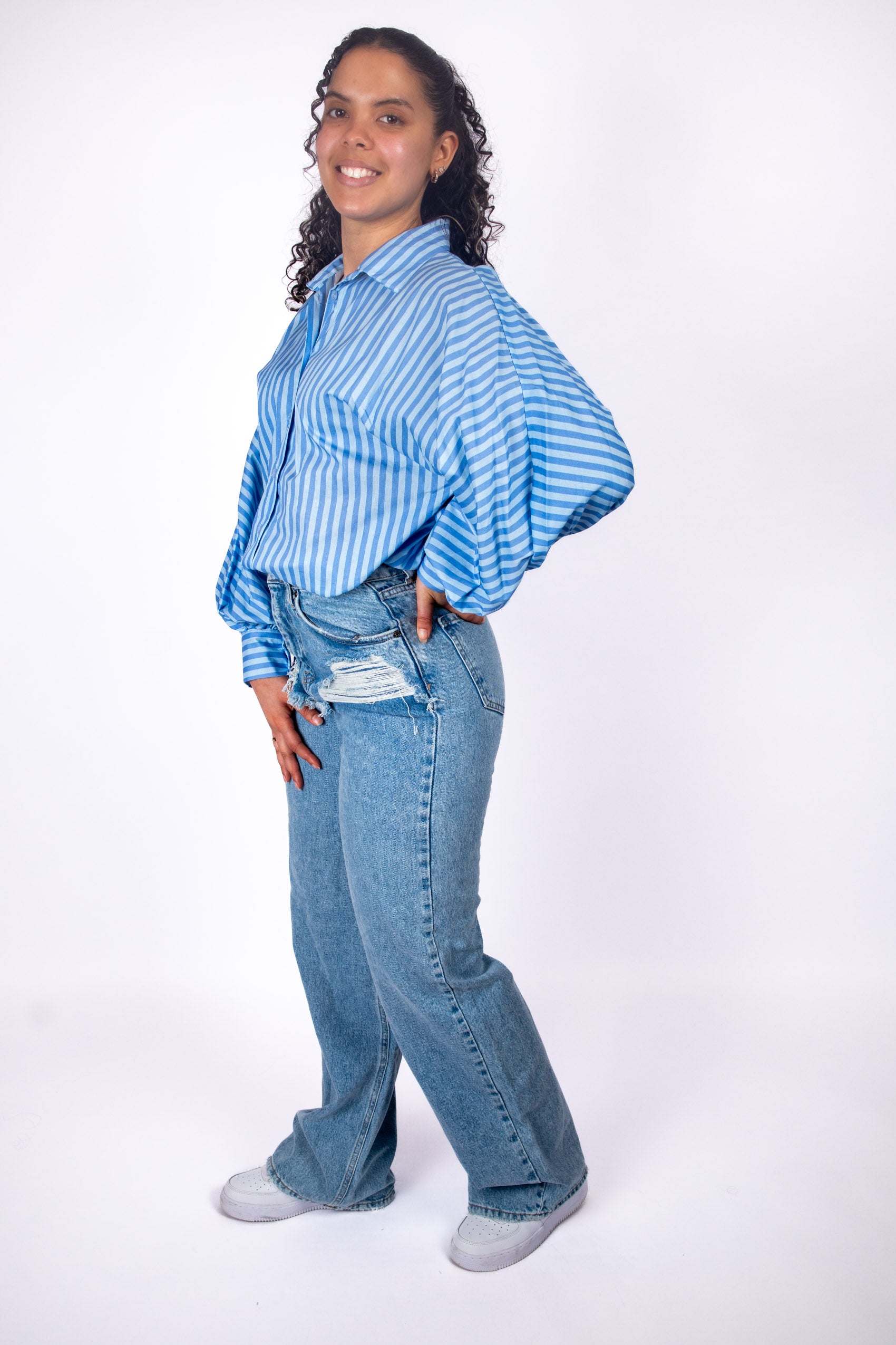 Stripe Oversized blouse - Blue