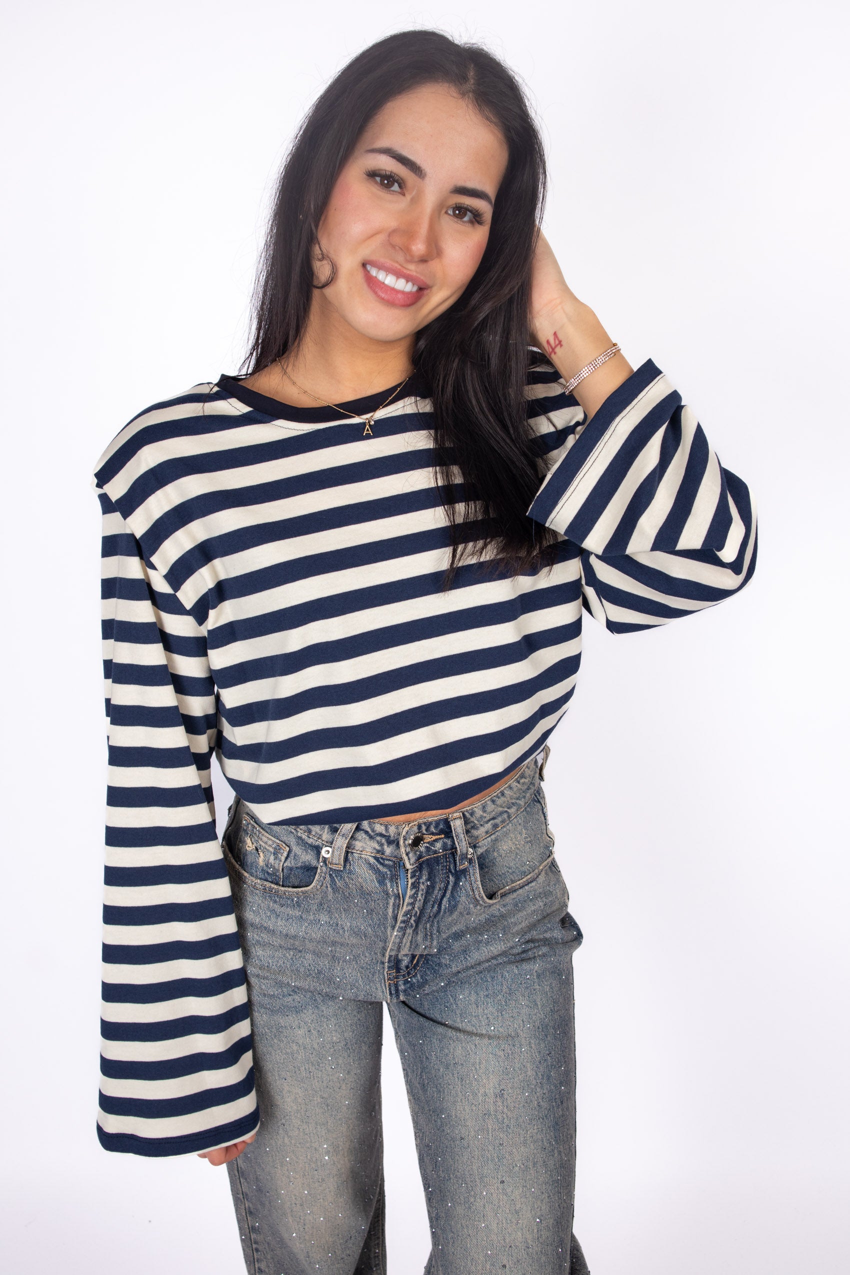 Séréna Stripe Top - Navy