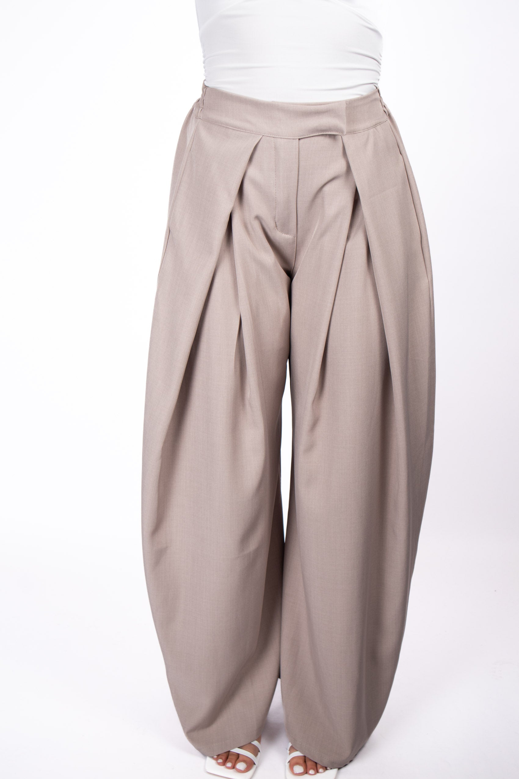 Draped Trousers – Beige