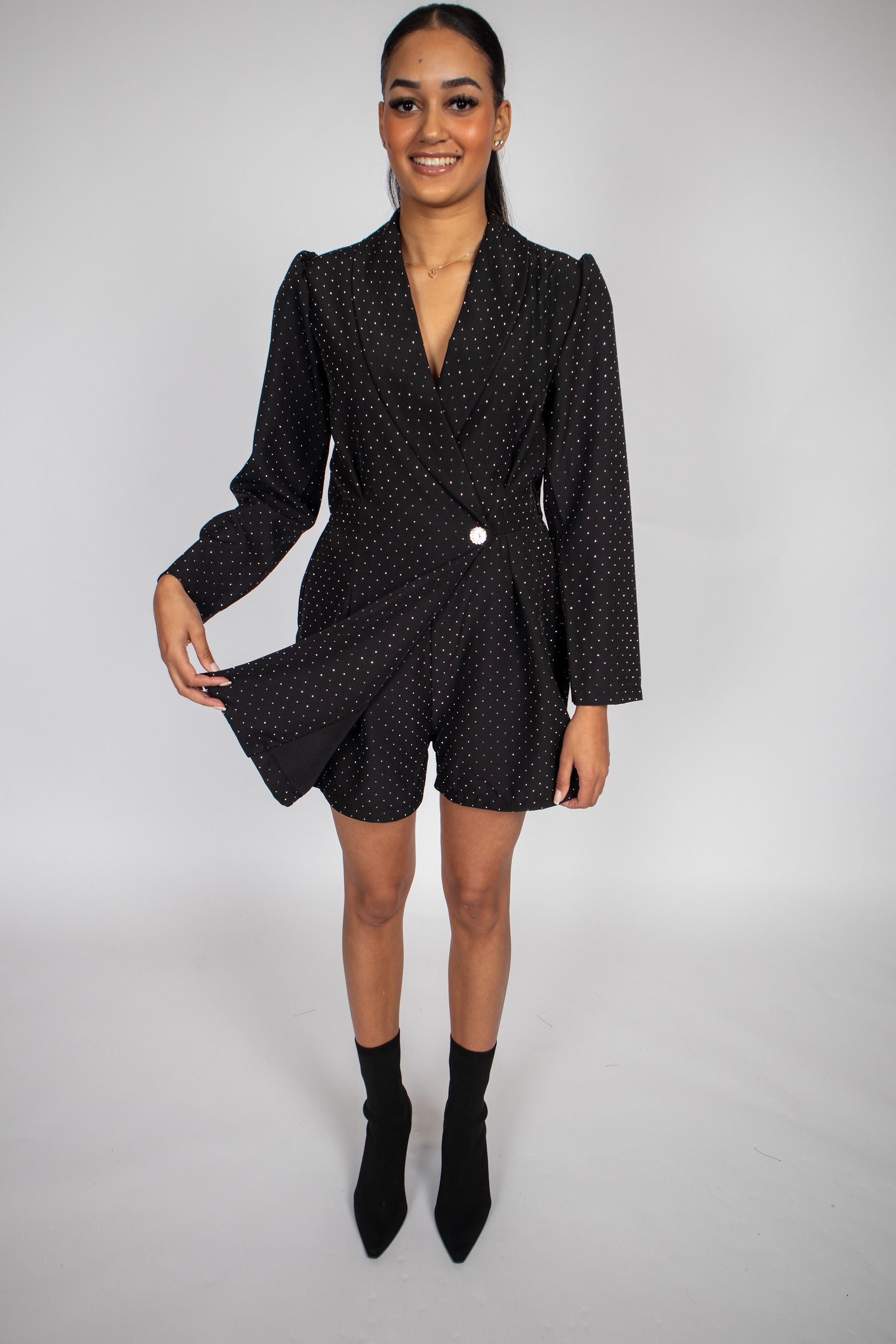 Playsuit Strass Zwart